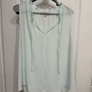 LOFT Blue Sleeveless Tie Front Blouse
